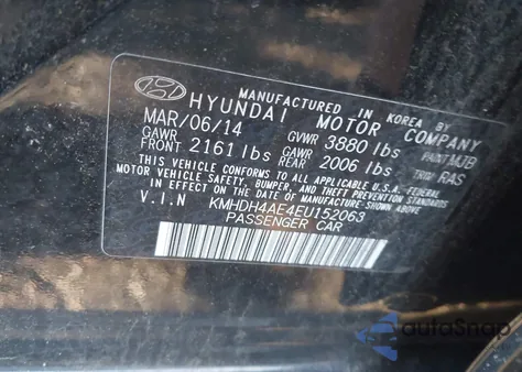 2014 Hyundai Elantra Se из США, поврежденный, VIN KMHDH4AE4EU152063